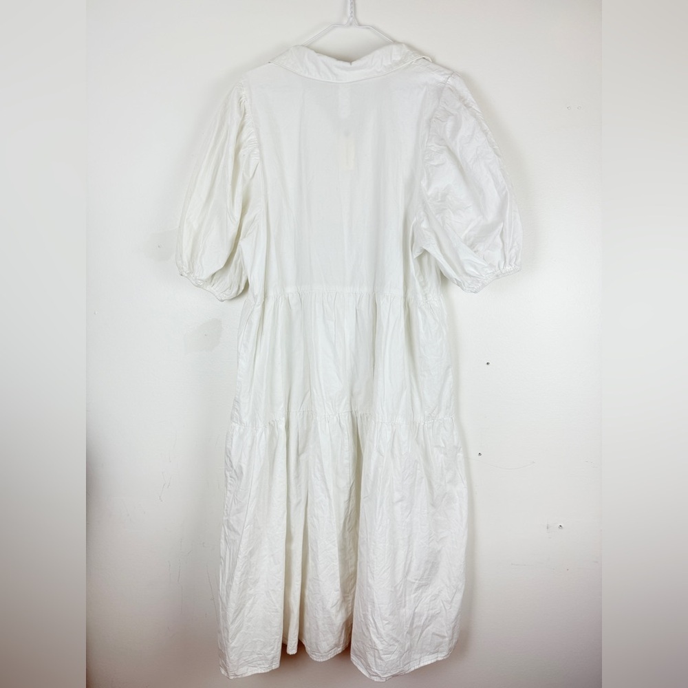 NWT Anthropologie AMADI Poplin Cordelia Puff Sleeve Minimalist Tiered Shirtdress - Picture 5 of 9